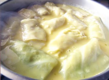 Cabbage Rolls Diped In Egg Lemon Sauce