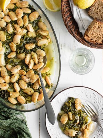 Baked-Greek-Giant-Beans-With-Greens-And-Lemon