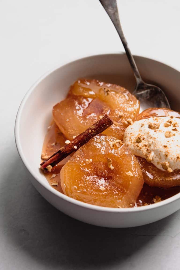 Stewed Apples In Syrup With Yogurt Whipped Cream - Real Greek Recipes
